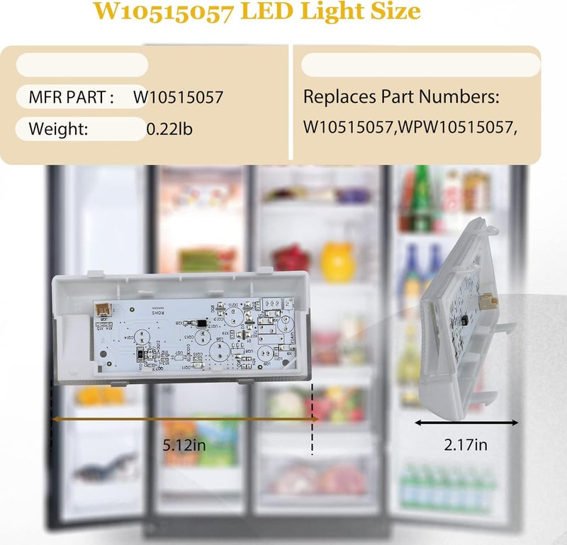 Cooouds | W10515057 Freezer Light Compatible with Whirlpool freezer light bulb replacement, Wrs325fdam02 freezer light Replacement,W10515057 Lights Fit for Whirlpool, Kenmore, Maytag, KitchenAid - Image 3